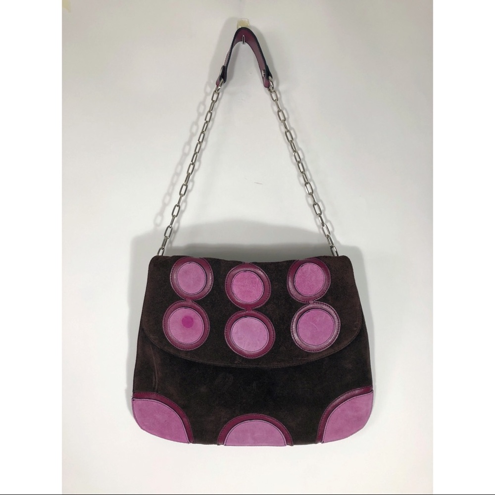 Pulcati vintage suede mod paperclip chain bag